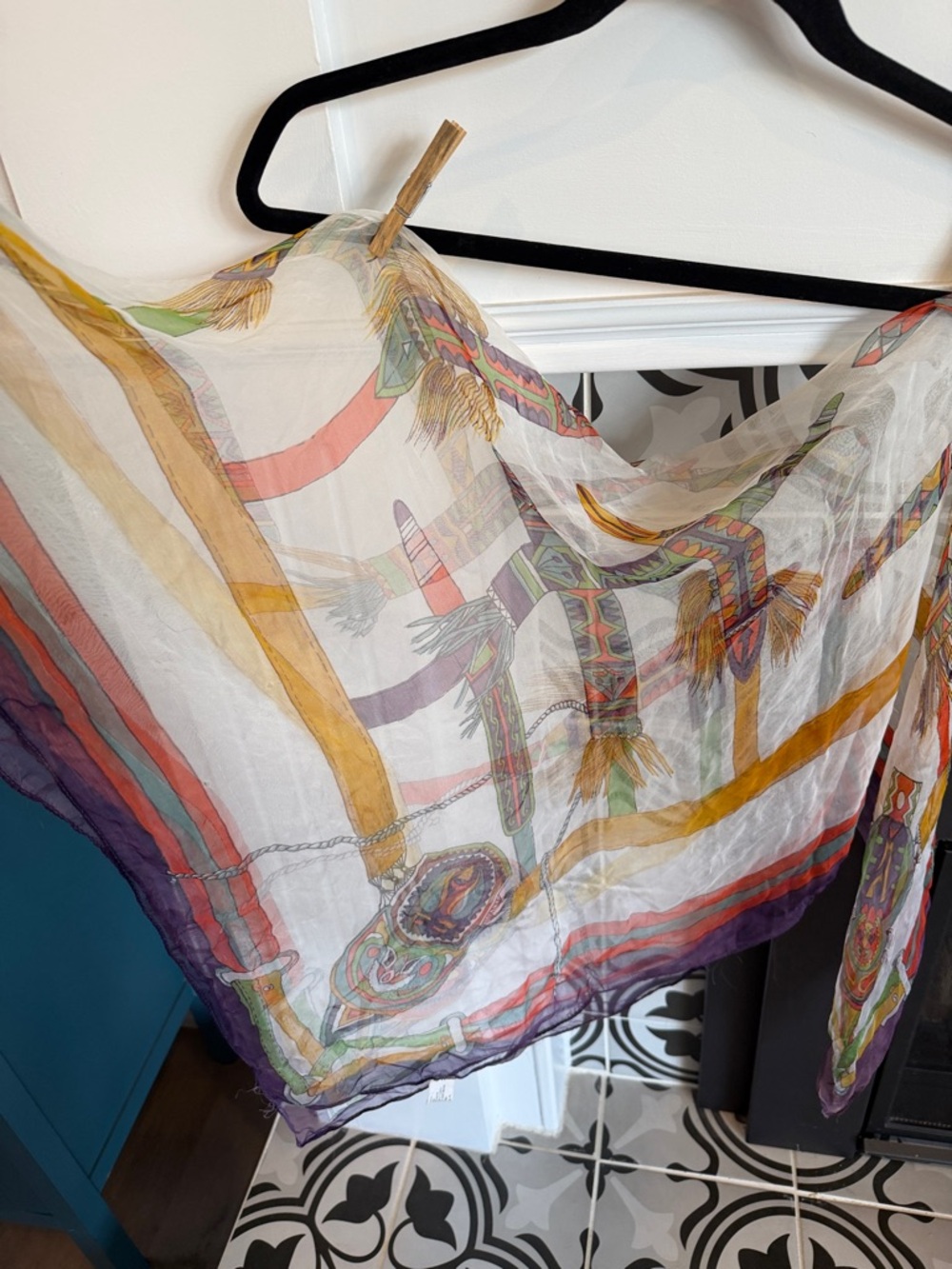 Sheer Multicolor Printed Scarf
